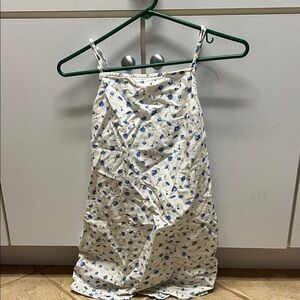 American Eagle Outfitters Cream Slip Dress with Blue Floral Print